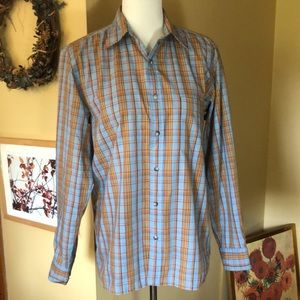 VINTAGE ‘60’s YVES SAINT LAURENT size MED Classic Muted Color Plaid ButtonFront